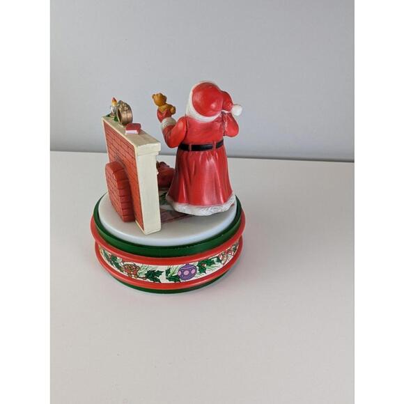 Vintage Santa Claus Musical Box Figurine Christmas Fireplace Scene Decor - Picture 5 of 9